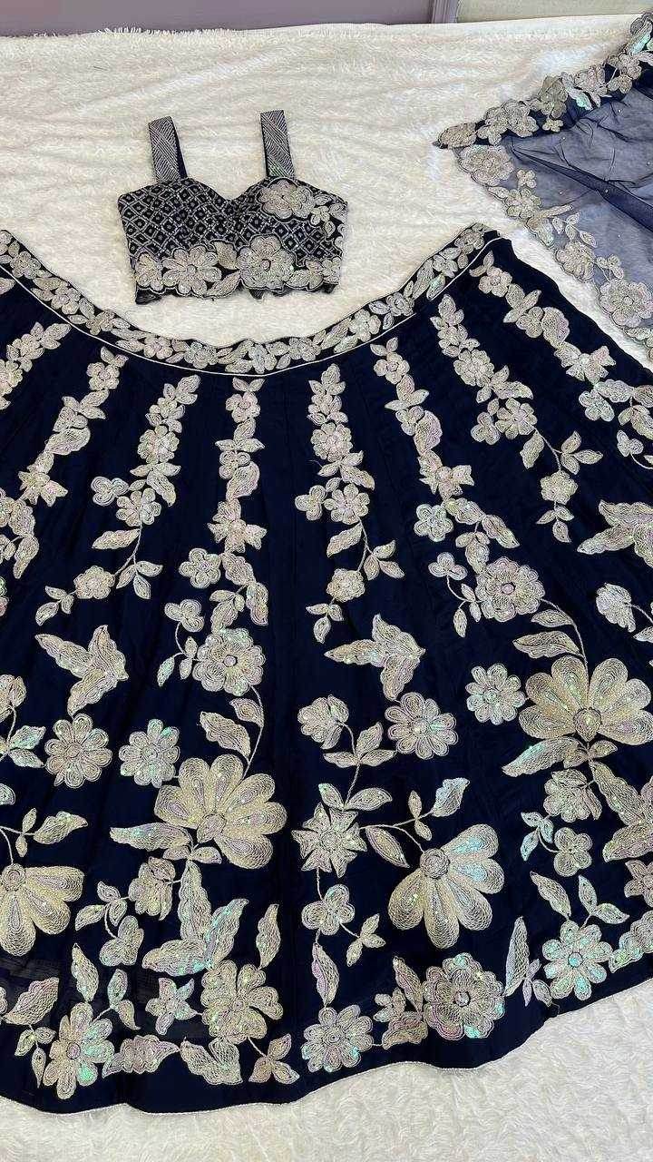 Silk Zari Work Sequins Lehenga for Festive Occasions - MYLUXURY LANE ENTERPRISE